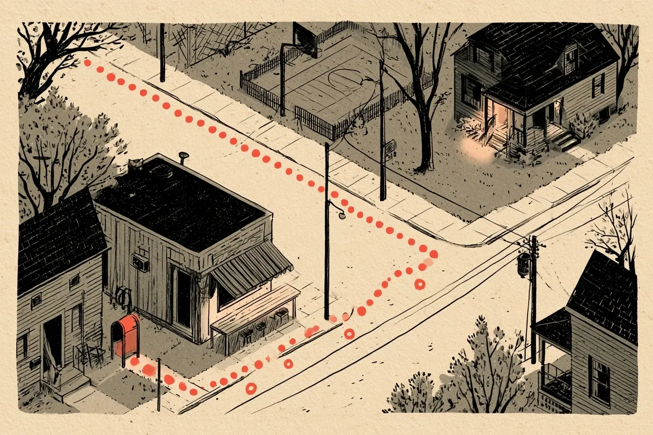 The neighborhood. The route leaves your front door, stops at the restaurant on the first Thursday and ends on the porch of the house where you host once a season.