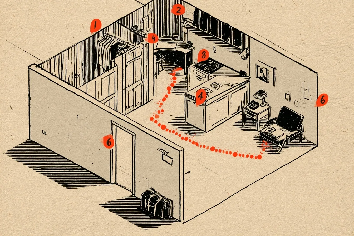 Adult life. Enter at the front door and visit each numbered zone in order; the route ends at the reading chair, which is where this magazine is meant to be read.