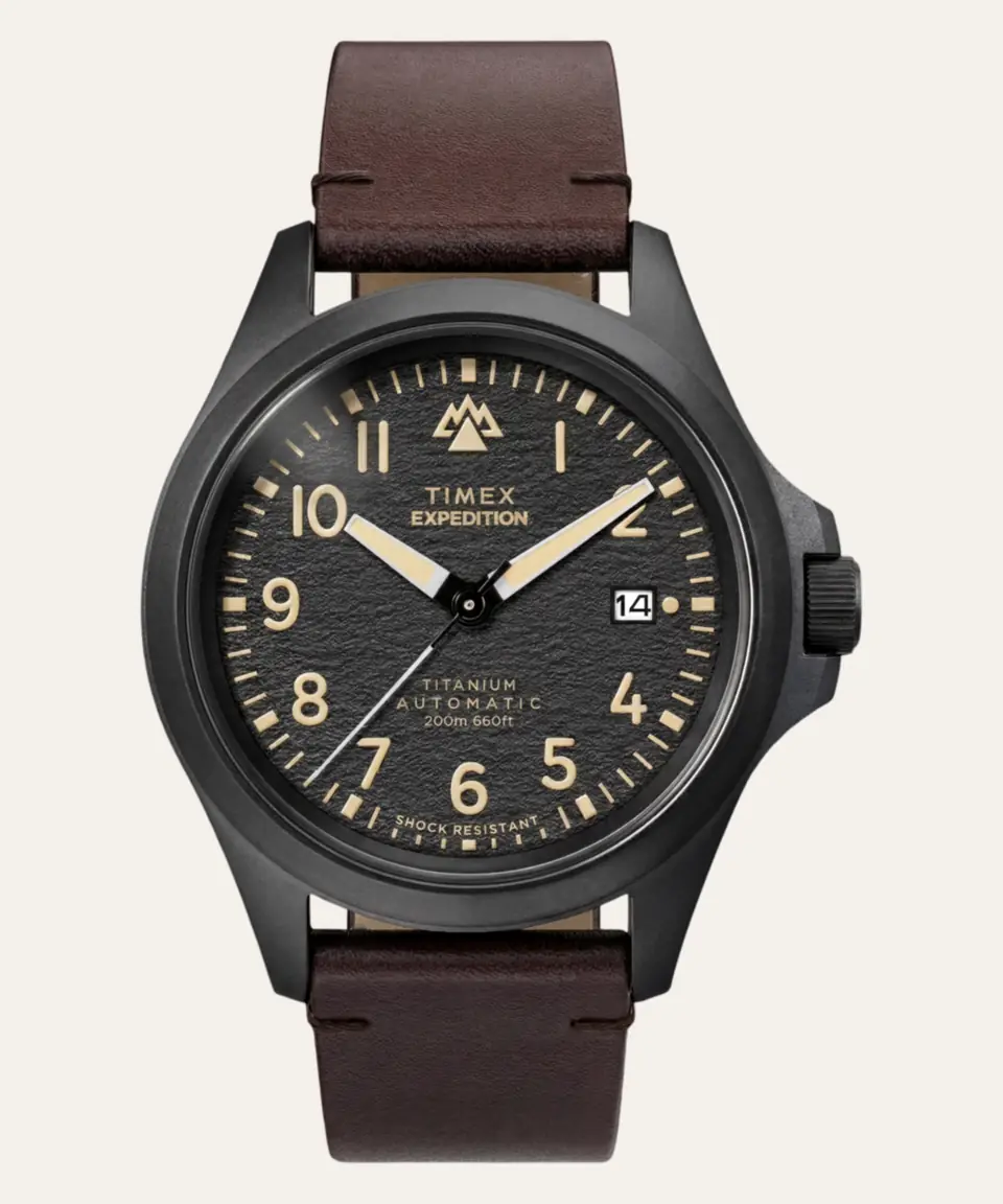 Timex Expedition Field Post Titanium Automatic 41mm in Natural Leather